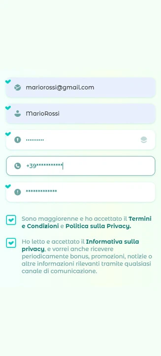 Processo di registrazione di Neon54 Casinò su smartphone